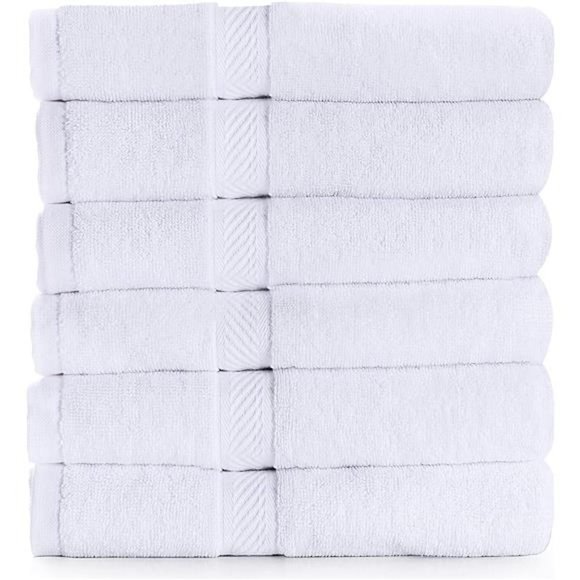 6 Pack Medium Bath Towel Set 100% Ring Spun Cotton (24 x 48 Inches) Lightweigh